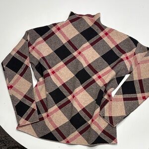 Rachel Zoe Plaid Turtleneck Sweater - Black, Red, Tan